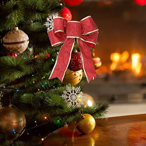 Ukrasi za božićne božićke Gold: 3pcs Xmas Tree Bowknot Glitter lukovi za vijenac Garland Diy Craft traka za luk za rezanje za scrapbooking dekor za odmor