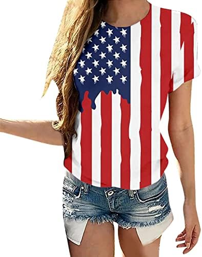 Ženska majica Američka zastava Zastava za ispis Neovisnosti Dan Majica Majica kratkih rukava 4th juli Patriotska