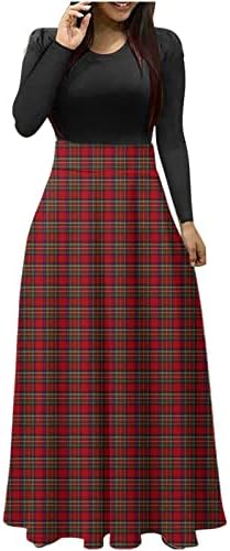 Ženske Maxi haljine Faashion štampani dugi rukavi Casual Sundress Moda tanka Fit Božićna zabava košulja haljina