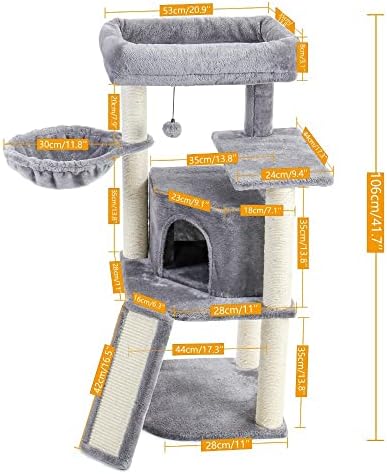 DHDM Multi-Level Cat Tree Play House Climber Activity Center Tower Hammock Condo Furniture Scratch