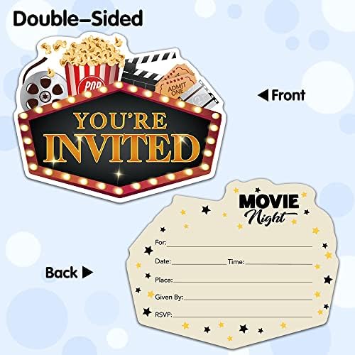 RZHV 15 Pakov i popcorn u obliku stranačke pozivnice za zabavu sa kovertama za dječake Djevojke odrasli, smiješna filmska tema Party Rođendan film Night Cinema Hollywood Crveni tepih Pozovite