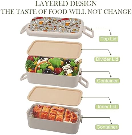 Gljive u boji Retro dvostruki paket Bento ručak moderni Bento kontejner sa setom pribora