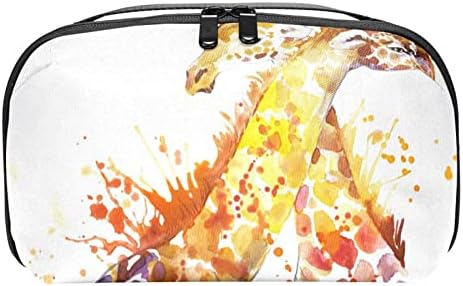 Vodootporne kozmetičke torbe, žirafa akvarel sa pozadinom sa teksturom prskanja putne kozmetičke torbe, multifunkcionalne prenosive torbe za šminkanje, kozmetička torba za odlaganje žena