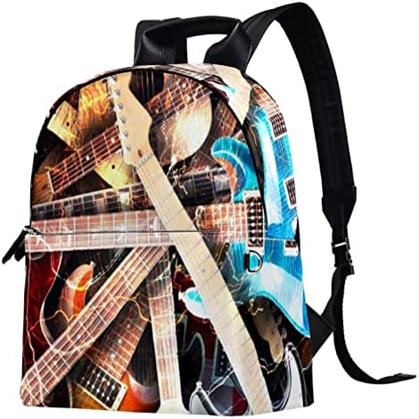 Tbouobt kožni putni ruksak lagani laptop casual ruksak za žene muškarci, rock električna gitara