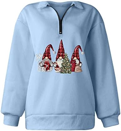 Ženske majice Xmas Tree Grafičke duksere, dame veseli božićni pulover Top 2022 džemper od kaputa od patentnog