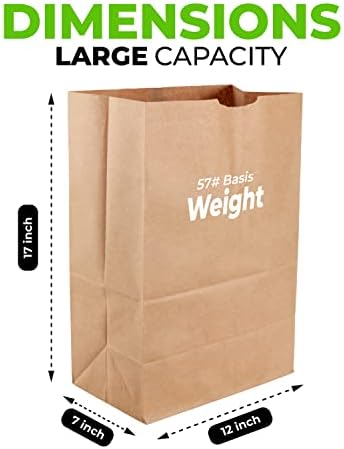 Velike papirne gaze za papir, 12x7x17 Kraft smeđa teška vreća 57 lbs osnova težina