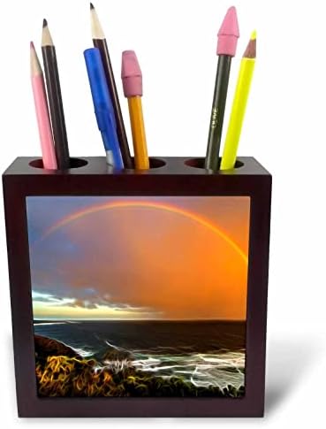 3drose Rainbow Over the Ocean Image of Light Infused painting - držači olovaka za pločice