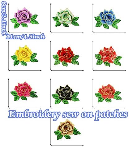 10 komada 3D Rose vezeni zakrpni cvijet za flastere na zakrpama Applique šiva za obrtni komplet