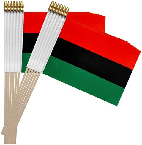 TSMD afrički afroamerički zastava Afro Američka zastava Mala mini ručna zastava, 5x8 inča, 12 pakovanja