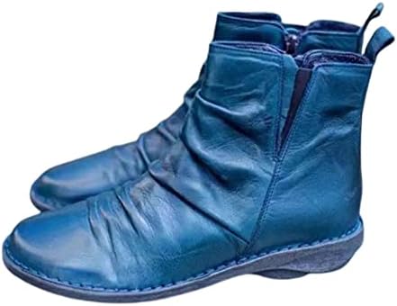 HCJKDU Ženske gležnjače modne kravljeg čizme bočne patentne patentne patentne cipele s ravnim
