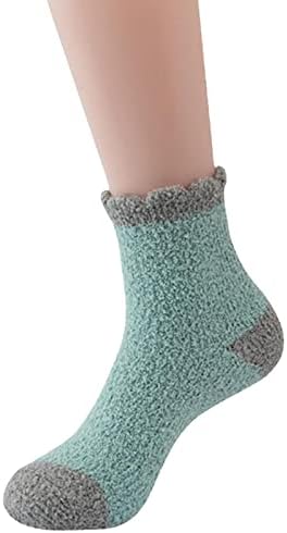 Ženske Čarape Poklon Set Zimski Jednobojni Koralni Baršun Plišani Topli Čarape Domaće Čarape Ski Čarape