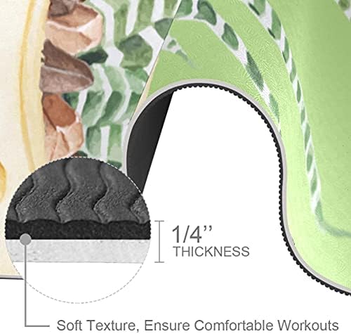 Siebzeh ručno nacrtana biljka kaktusa sa tačkama Premium debela prostirka za jogu Eco Friendly Rubber Health