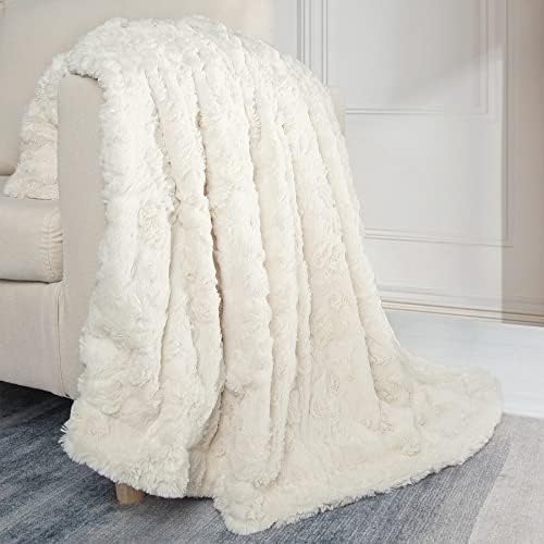 Toonow Faux krzno luksuzno bacanje, dvostruka strana meko flaffy shaggy byczy pokrivač za kauč na razvlačenje, 51''x67 ''