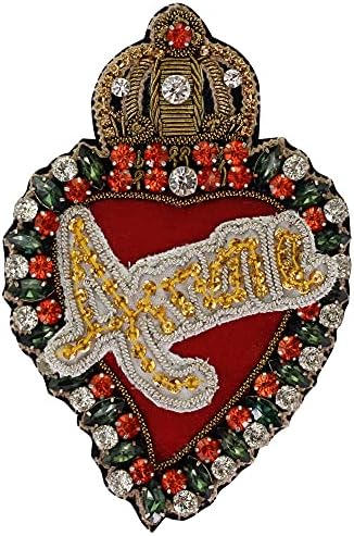 Crown Heart Odjeća zakrpa perle Crystal Handmade Indian Silk Vez DIY SEW SEW na ruksaku Hat BADGE TH2425