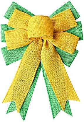 Proljetni vijenac Veliki proljetni zeleni žuti luk Burlap poklon luk drveni topper ukrasi