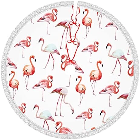 Božićna suknja 48 - Slikanje Flamingo ispisano suknje sa drvećem sa tasselom Xmas Dekoracijom stabla za