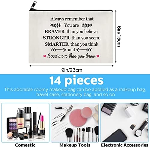 14 komada Inspirationalni pokloni za žene pozitivne vrećice za šminke uvijek se sjećate da ste hrabriji nego