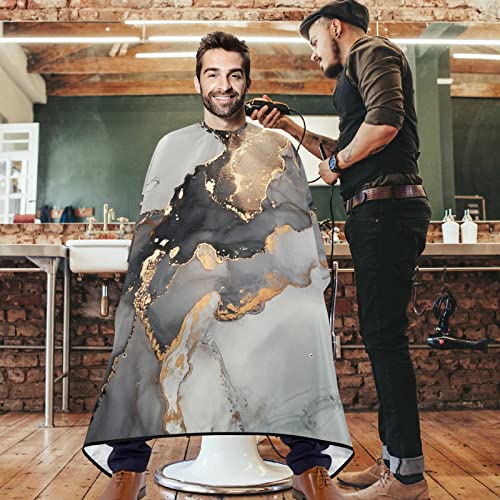 Visesunny Barber Cape Luksuzno slikarstvo Crni zlatni mramorni poliester za rezanje kose salon za kosu