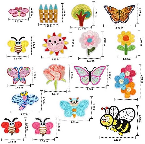 17pcs ruže leptir pčela za patch, šivanje / željezo na izvezenim diy zakrpa za obnarenje za odjeću Dječji