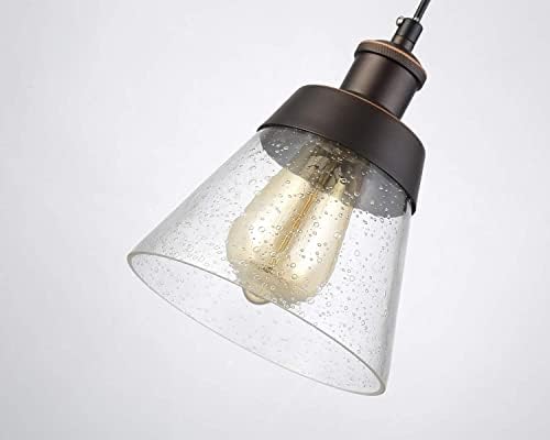 Rustikalna staklena Privjesna lampa sa ručno Puhanom prozirnom staklenom sjenilom, jedno svjetlo