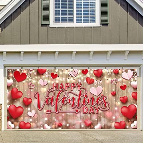 Moukeren Happy Dan zaljubljenih garažnih vrata poklopca 6 x 13 Ft Zavarivčev ukrasi za Valentinovo Veliki pozadini