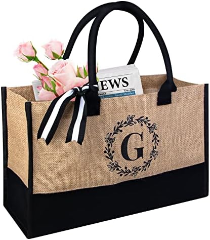 Graniloxo rođendanski pokloni za žene, poklon za prijatelje Žene njene, personalizirana inicijalna torba, jute