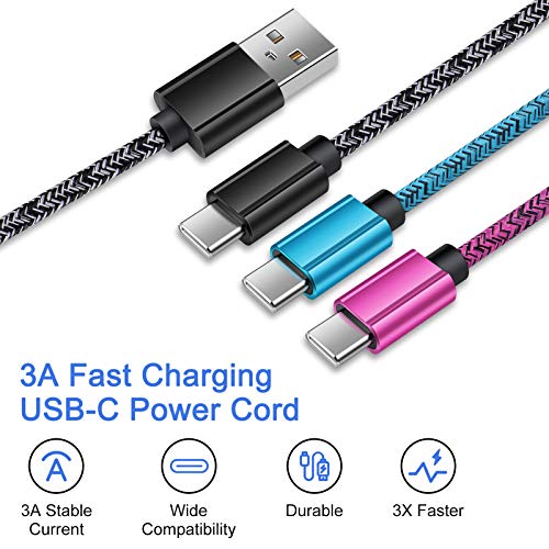 USB C kabel, 4-kabeli C Puni 6FT brzi USB A do C Pleteni kabl za napajanje kompatibilan za oneplus Nord N200 5G, N10,9, Samsung Galaxy S22, S21, z Flip 3, A53 5g, A42, A52 , A03S; pixel 6 Pro, 5