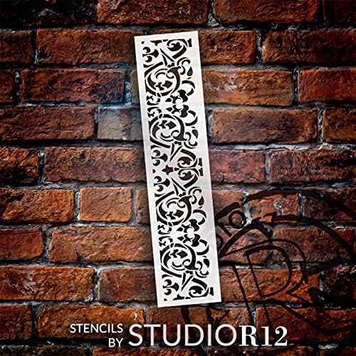 Srednjovjekovni ukrašeni cvjetni bend Stencil by StudioR12 / DIY uzorak Home Decor | zanat & paint wood Sign | Mylar šablon za višekratnu upotrebu | odaberite veličinu