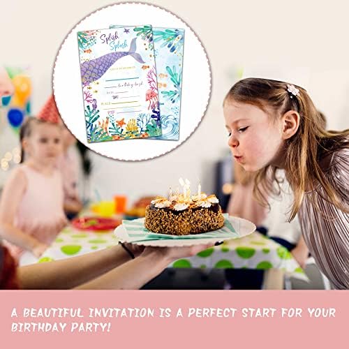 TIRYWT MERMAID TEME ROĐENDONION, pozivnice za rođendanskih rođendana sa kovertama za dječake, rođendanske