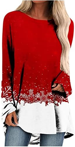 Hodnici slatki vrhovi modni tunik s dugim rukavima Top za gamaše Trendy Crewneck Božićni pulover majice