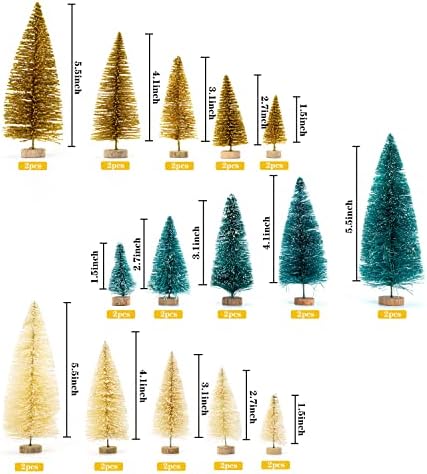 30 kom Mini božićna stabla w. Drvena baza sisal stabla umjetna borova stabla bočična četkica za božićne stolne ukrase