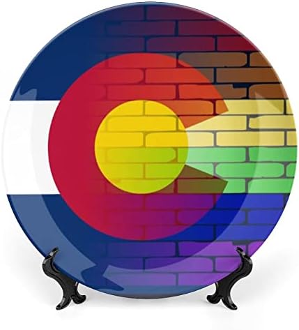 Gay Rainbow Wall Colorado Flag Bone Kina Dekorativna ploča okrugla keramičke ploče plovidbe sa zaslonom
