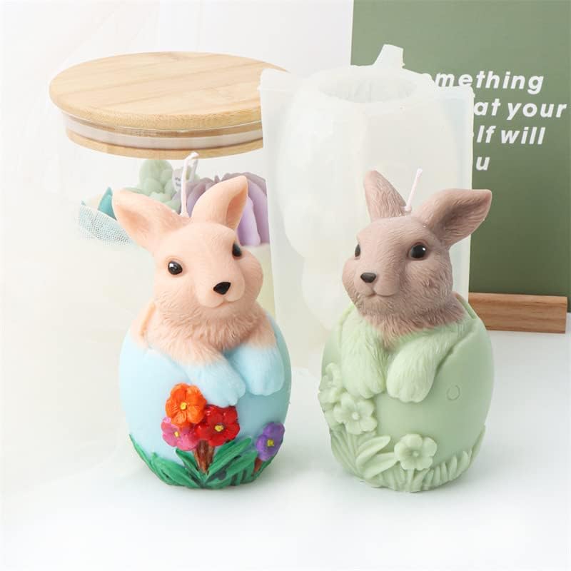 TOPYS 3D Easter Bunny Engleshell kalupi za svijeće, kalupi za silikonske svijeće, novost dizajner za životinje Fondant kalup za izradu svijeća i pečenje praznog voštanog kolača mousse sladoled