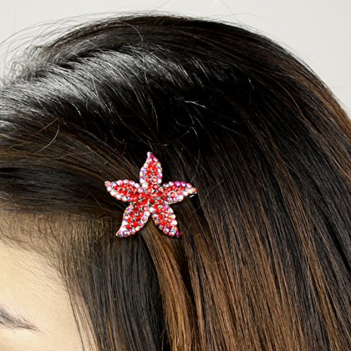 Doubleaccent nakit za kosu simulirane kristalne zračne kose Barrettes, crvena
