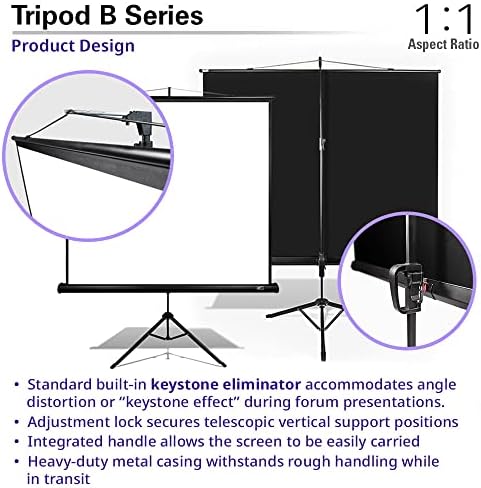Elite ekrane Statiod B, 50-inčni 1: 1, lagani povučeni sklopivi štand, priručnik, ekran projektora za kućnu kazalište, 4K / 8K Ultra HDR 3D spreman, američka kompanija zasnovana na dvogodišnjem jamstvu, T50SB - crna