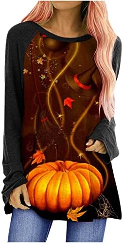 Majica bluza za djevojke jesen ljetni dugi rukav 2023 Trendi pamučni posadak grafički odmor Halloween ručak TEE 3N