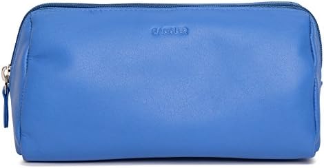 Saddler ženska lažna kožna zip top torba za šminku | Ženski kozmetički organi organizator putovanja - plava