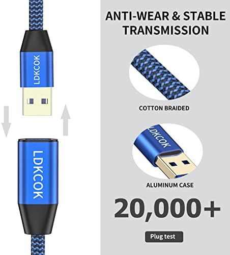 USB na USB kabl 15ft, izdržljiv pleteni za USB 3.0 muški na muški tip A za unos a kablovskog prenosa