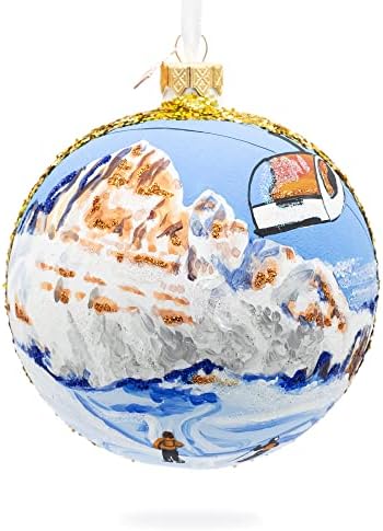 Skijalište Cortina d'ampezzo, Italija Glass Ball Božić Ornament 4 inča