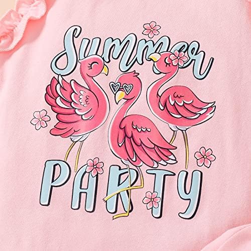 Camindy Toddler Djevojke za djecu Odjeća bez rukava Flamingo prsluk Top Bowknot Hotcres set sa trakom za glavu 3pcs Ljetni odjevnici set 1- 5t