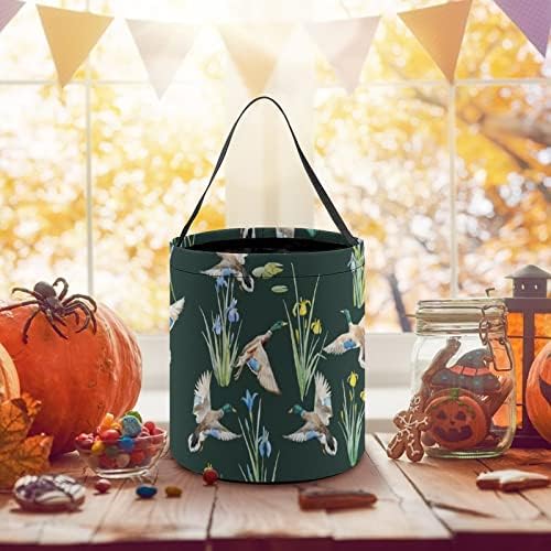 Akvarelne patke Halloween Trick Or Treat Candy Bucket tote torba za višekratnu upotrebu sa ručkom