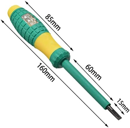 Zhierpius Tester za napon, žuto zeleno električno ispitivanje olovke 220V odvijač za odvijač energije Promjenski otvor za ispitivanje napona promjera 4 mm