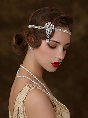 SWEETV 1920-ova traka za glavu, Great Gatsby Headpiece 20s Art Deco Hair Accessories traka za glavu