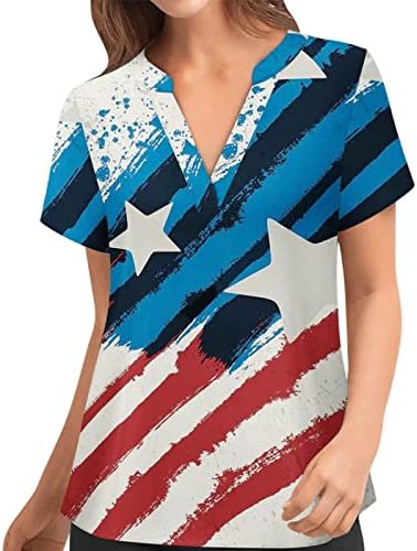 Top Shirt za žene Ljeto Jesen kratki rukav Vneck grafički rad piling uniformu Wrap Tshirt X6 X6