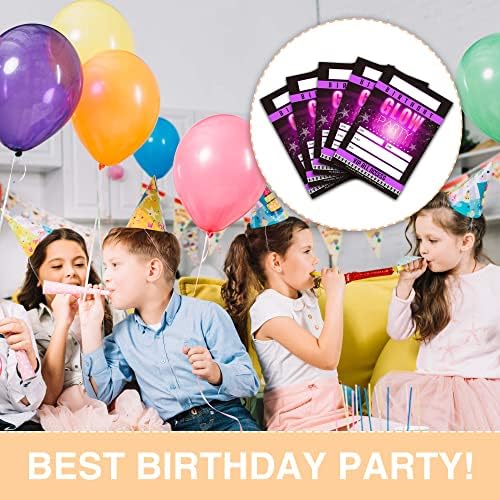 Lefohlon Neon Glow Rođendan, dvostrane glavne karte za rođendanske stranke sa koverte, dječji pribor za zabavu