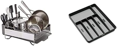Kuhinjaidisana stalak za suđe u punoj veličini, svijetlo siva i madesmart klasična ladica za srebrno posuđe - granit | Klasična kolekcija | 6-pretinci | Organizator za kuhinjskom ladicu