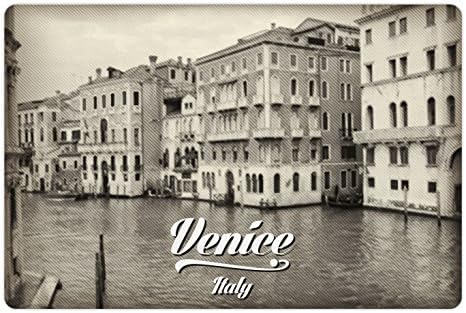 Ambesonne Venecija prostirka za kućne ljubimce za hranu i vodu, stara fotografija Venecije italijanski grad Vintage efekat filtera i pamćenje istorije slova, pravougaona neklizajuća gumena prostirka za pse i mačke, ljuska jaja