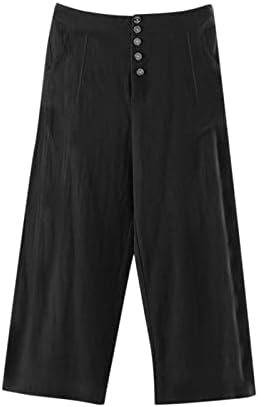 Posteljine hlače za žene elastične oštre pantalone sa visokim strukom Široko noge pune boje spajanje baggy casual