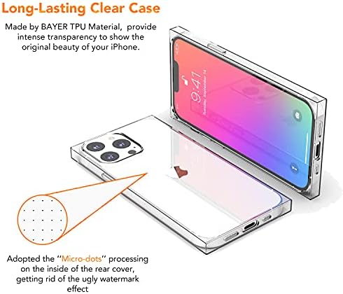 Anhong Clear Square Case kompatibilan sa iPhone 13 Pro Max 6.7 inch 2021, HD Clear Cover poboljšani uglovi