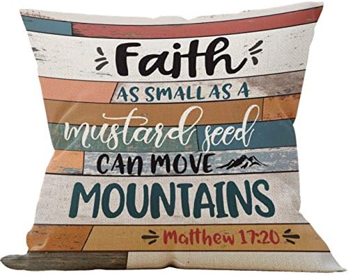 Vjera kao sjemenki senf, može premještati jastuk za bacanje planina, Christian Decor, Christian Poklon,
